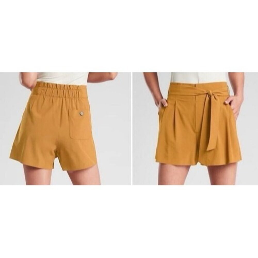 ATHLETA 6 Yellow Skyline II‎ 530641 Tie Waist Hi Rise Travel Commute